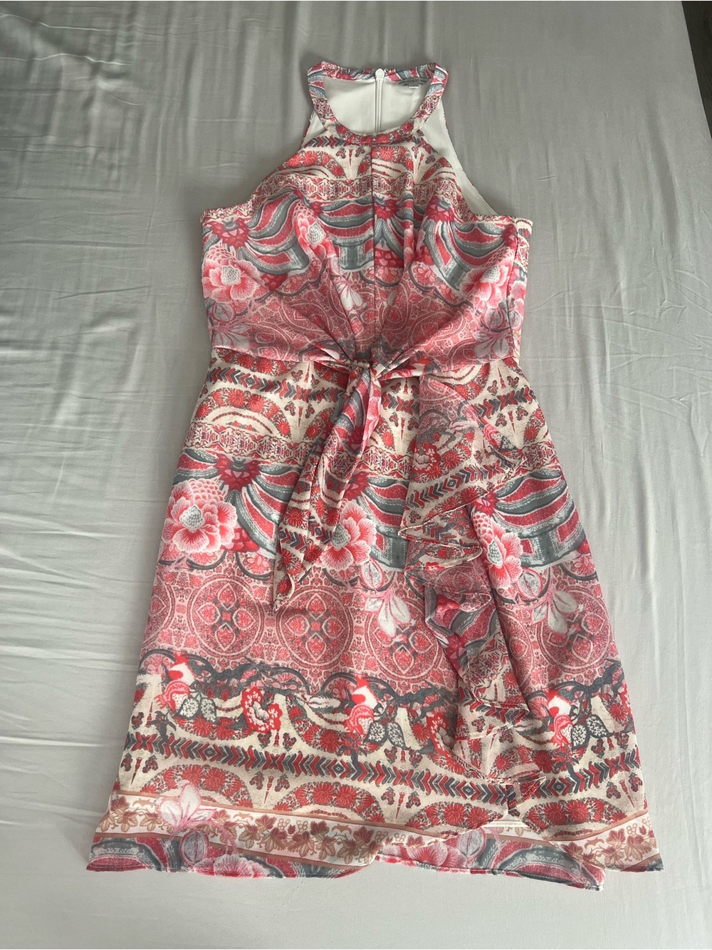 Guess Pink Floral Halter Tie-Waist Dress